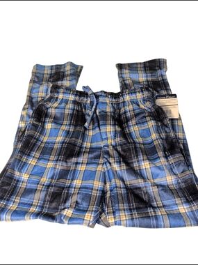 Nwt Preswick & Moore Blue and Yellow Plaid Fleece Sleep Pant Super Soft Pajama S